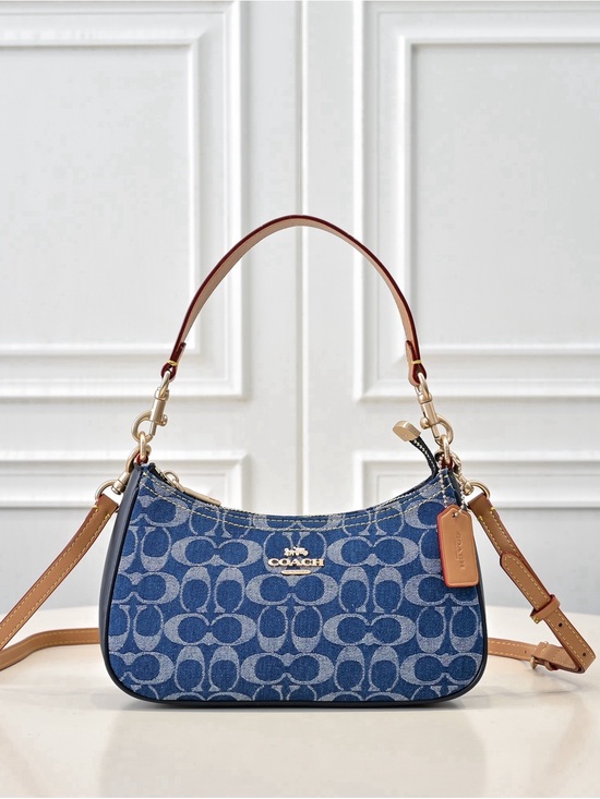 Coach Handbags - Coach Denim Signature Hobo with Tan Leather Trim